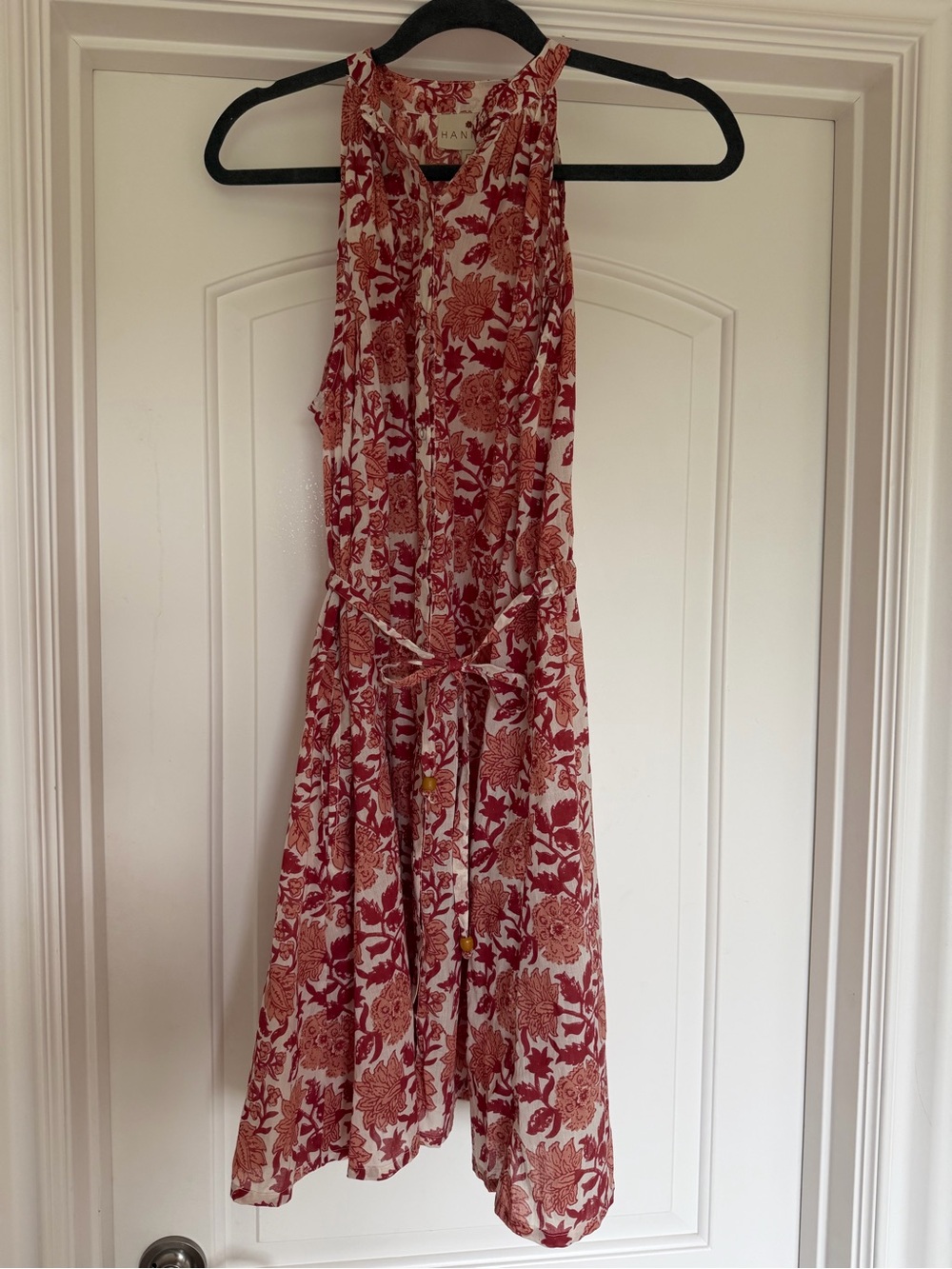 HANNAH ARTWEAR Floral Belted Trapeze Cotton Mini Dress. Size 0/ US Small